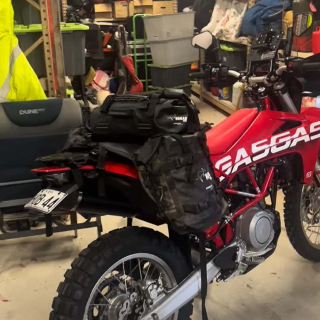 Waterproof soft luggage on GASGAS     bike