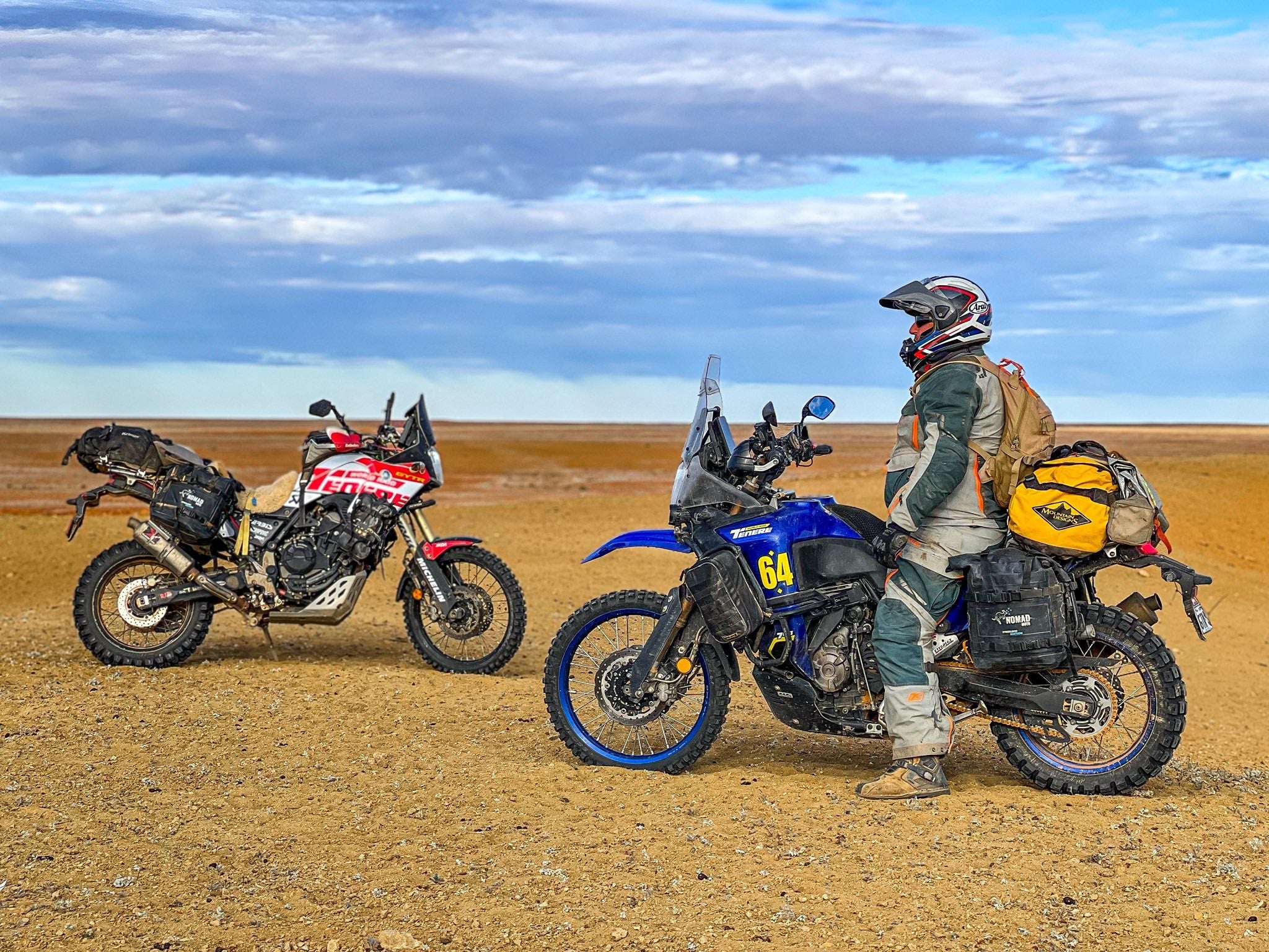 Adventure bikes equipped with NOMAD MOTO bags